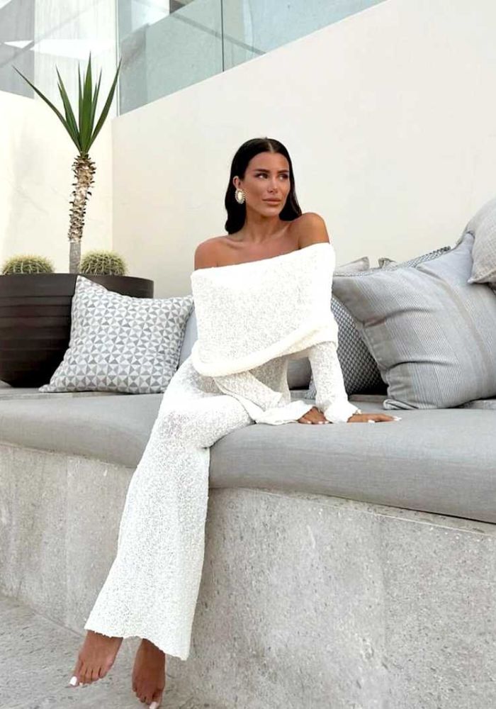 Elena - Maxi Dress – Elegant Ribbed Boucle Fabric-Dresses-Cream-S-Weston & Sage
