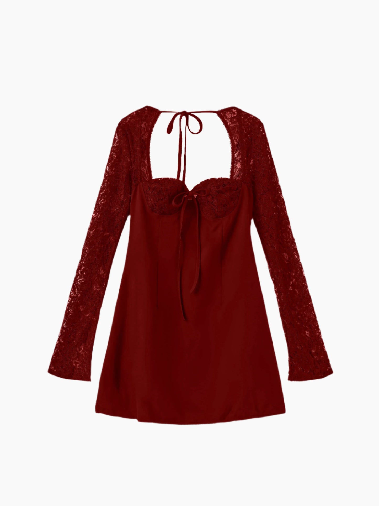 Veya - Satin Mini Dress with Lace Details – Elegant Day to Evening Transition-Dresses-Red-XS-Weston & Sage