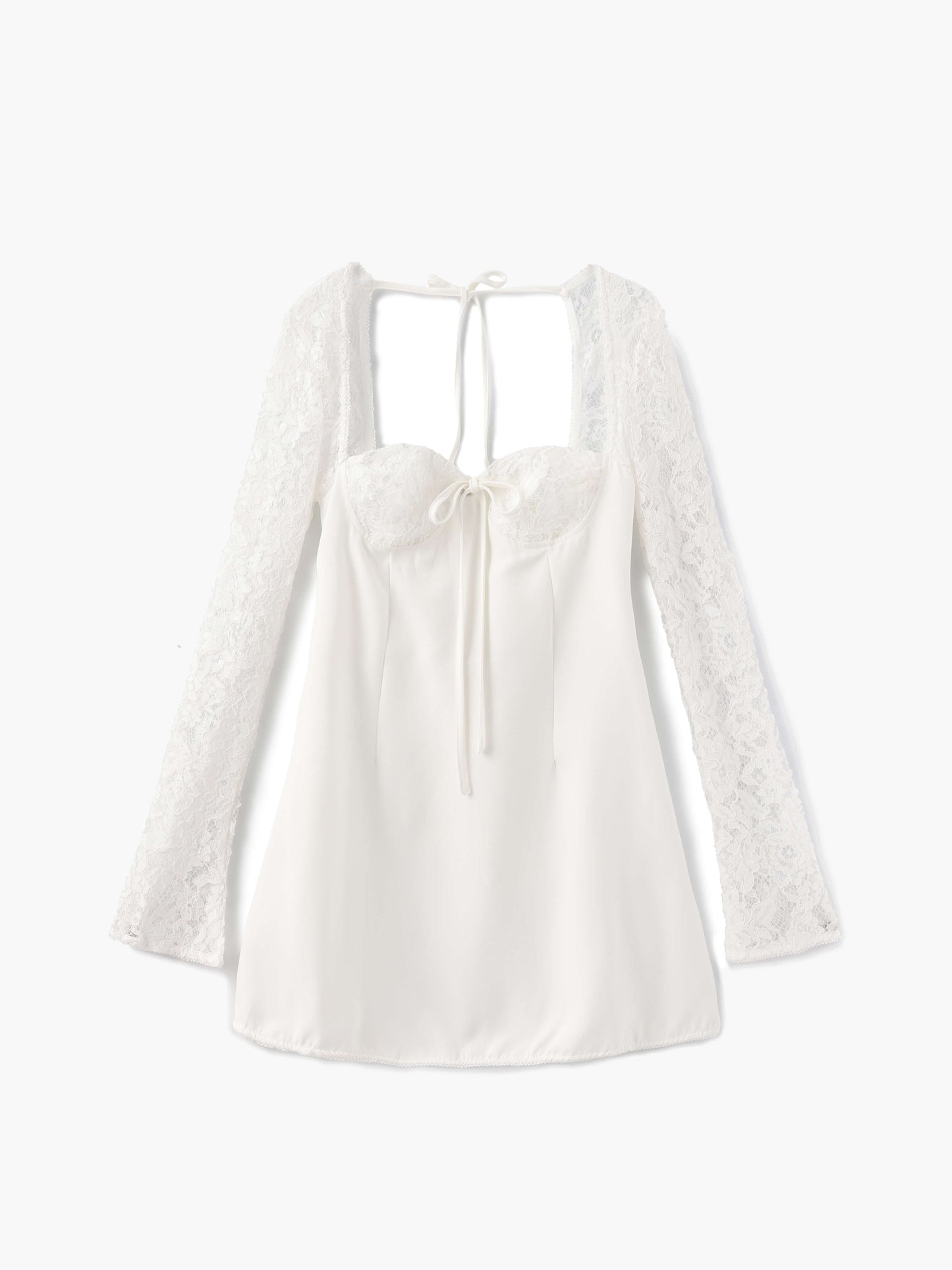 Veya - Satin Mini Dress with Lace Details – Elegant Day to Evening Transition-Dresses-White-XS-Weston & Sage