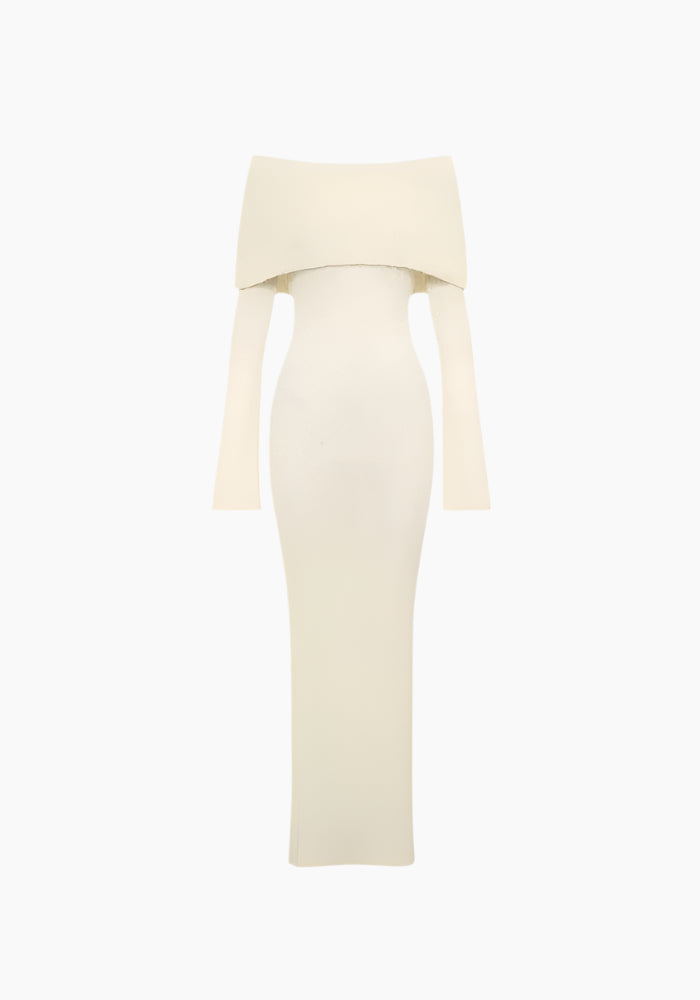 Elena - Maxi Dress – Elegant Ribbed Boucle Fabric-Dresses-Cream-S-Weston & Sage