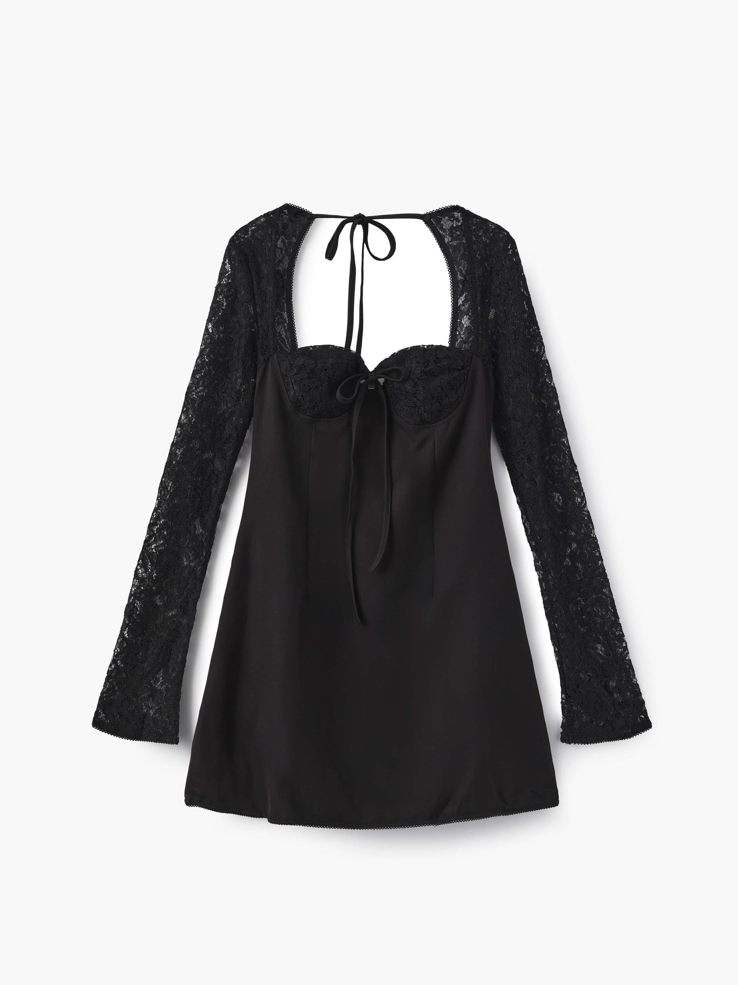 Veya - Satin Mini Dress with Lace Details – Elegant Day to Evening Transition-Dresses-Black-XS-Weston & Sage