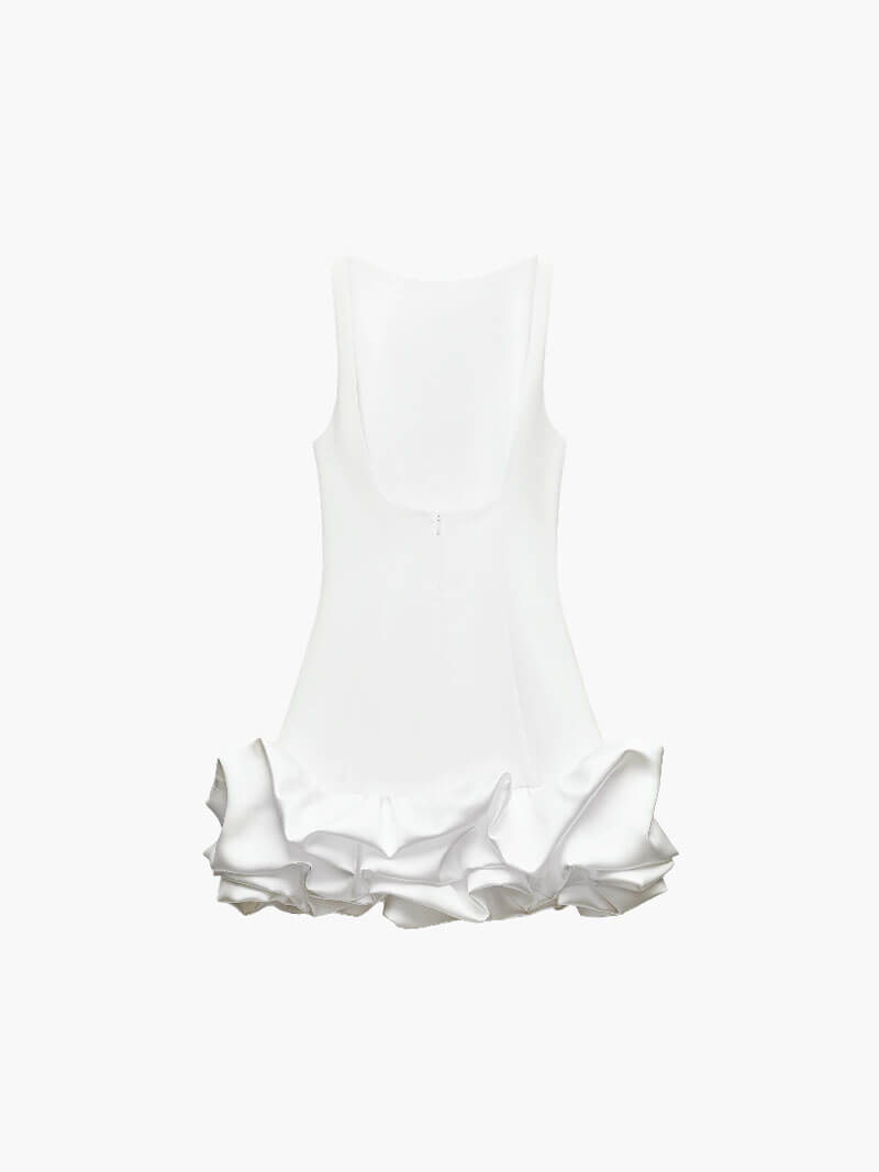 Yara - Dress Stylish Balloon Look with Open Back-Dresses-White-S-Weston & Sage