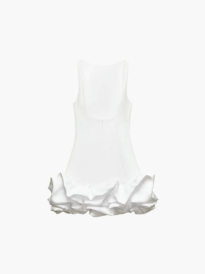 Yara - Dress Stylish Balloon Look with Open Back-Dresses-White-S-Weston & Sage